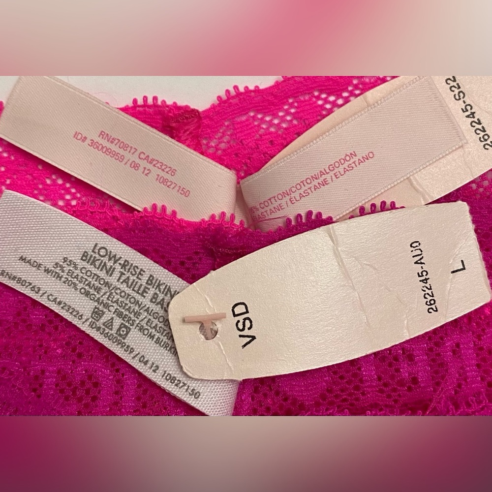 2 - 2012 Victoria’s Secret vintage logo lace waist low rise cotton bikinis - Picture 5 of 5